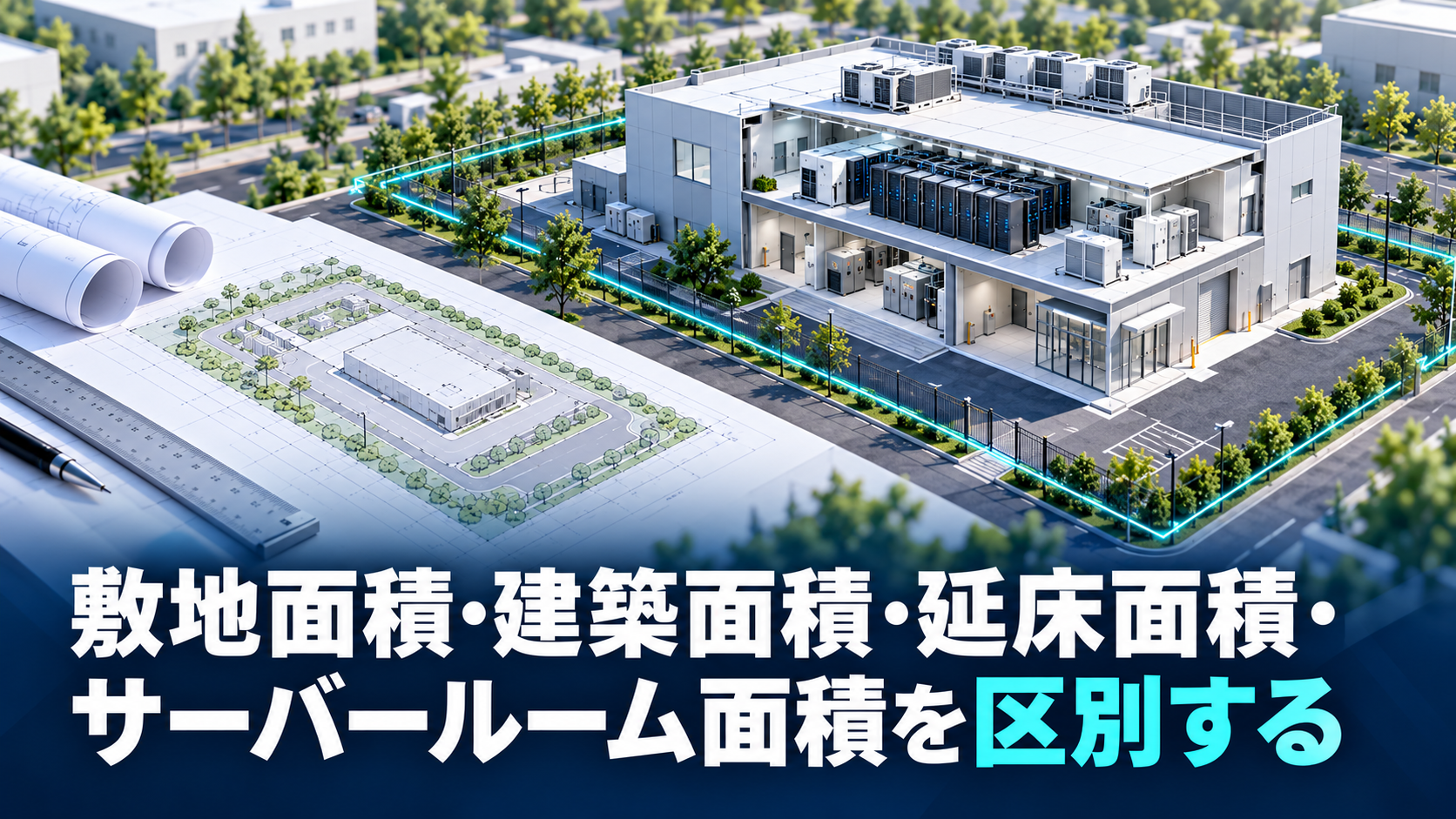 敷地面積・建築面積・延床面積・サーバールーム面積を区別する