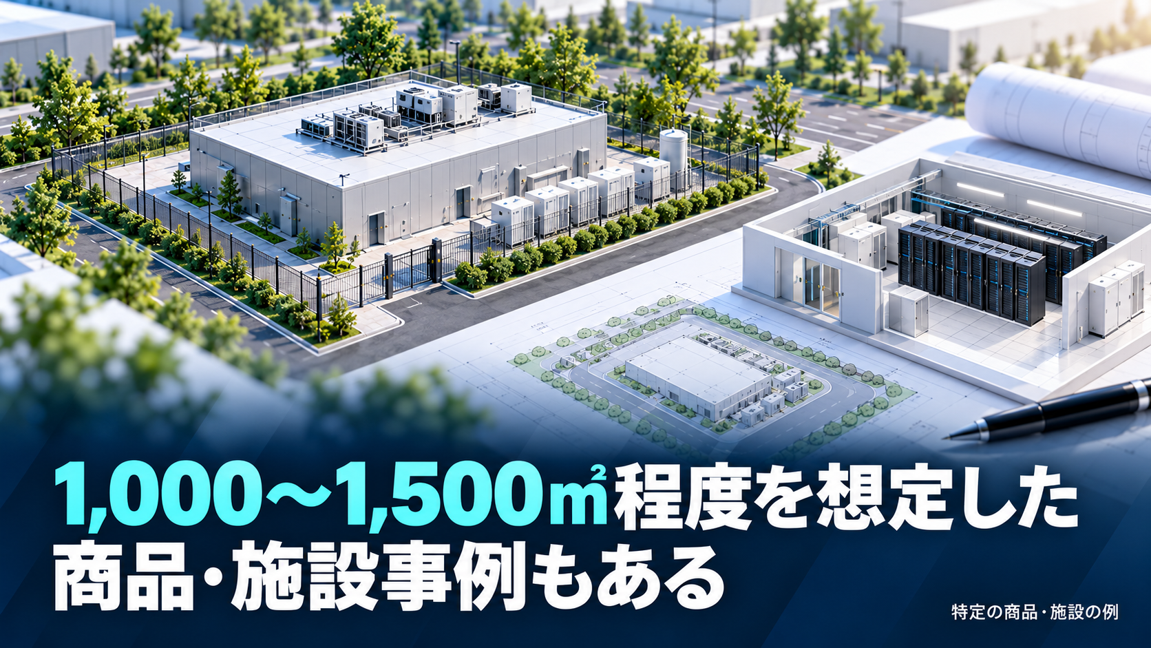 1,000〜1,500㎡程度を想定した商品・施設事例もある